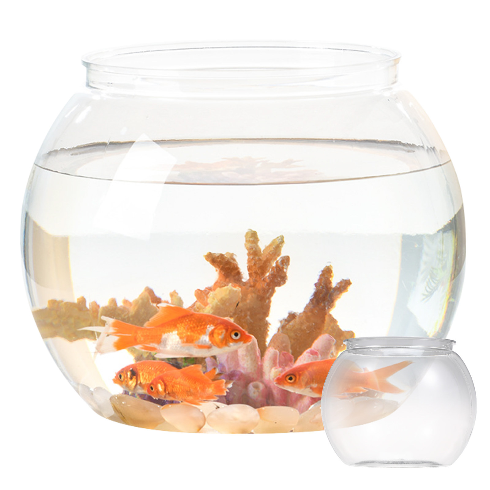 Planted Aquarium For Goldfish - Anti-Falling Plastic Fish Bowl Desktop Round