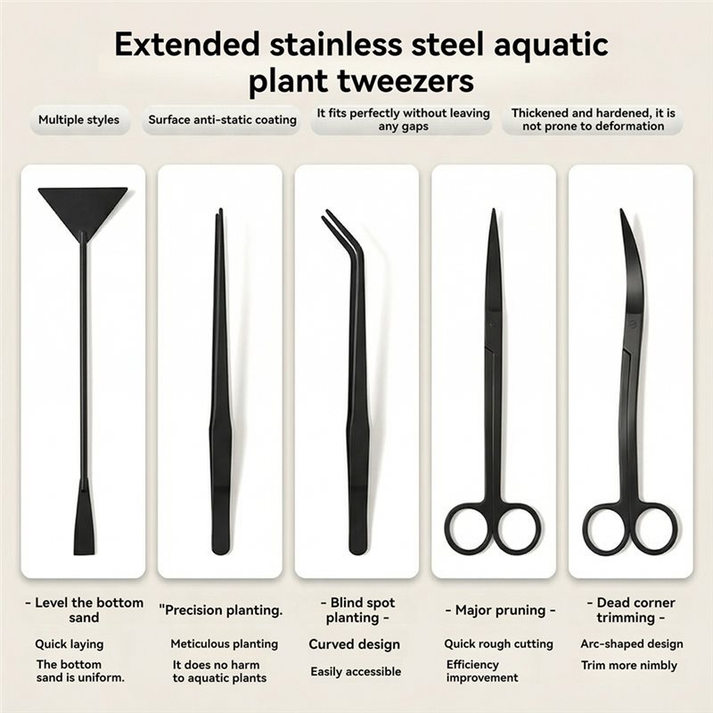 TFORU-Long Black Stainless Ste - Aquarium Planted Sand recension och pris